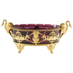20th Century Gilt Bronze and Cut Crystal Bowl