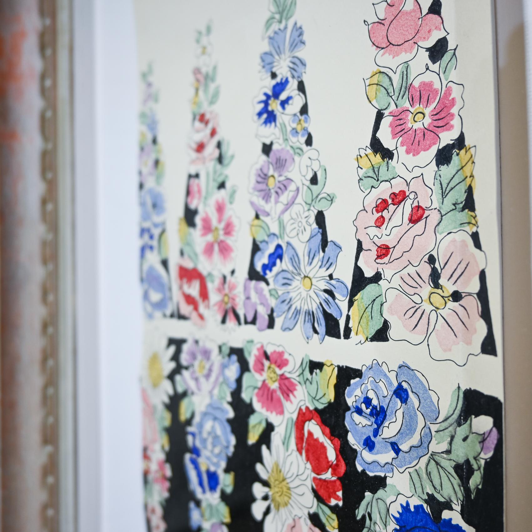 A 20th Century Gouache Painting - Raoul Dufy Flowers Design for Bianchini Ferier For Sale 6