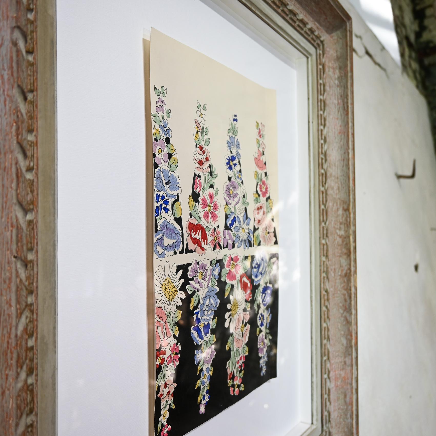 A 20th Century Gouache Painting - Raoul Dufy Flowers Design for Bianchini Ferier For Sale 8