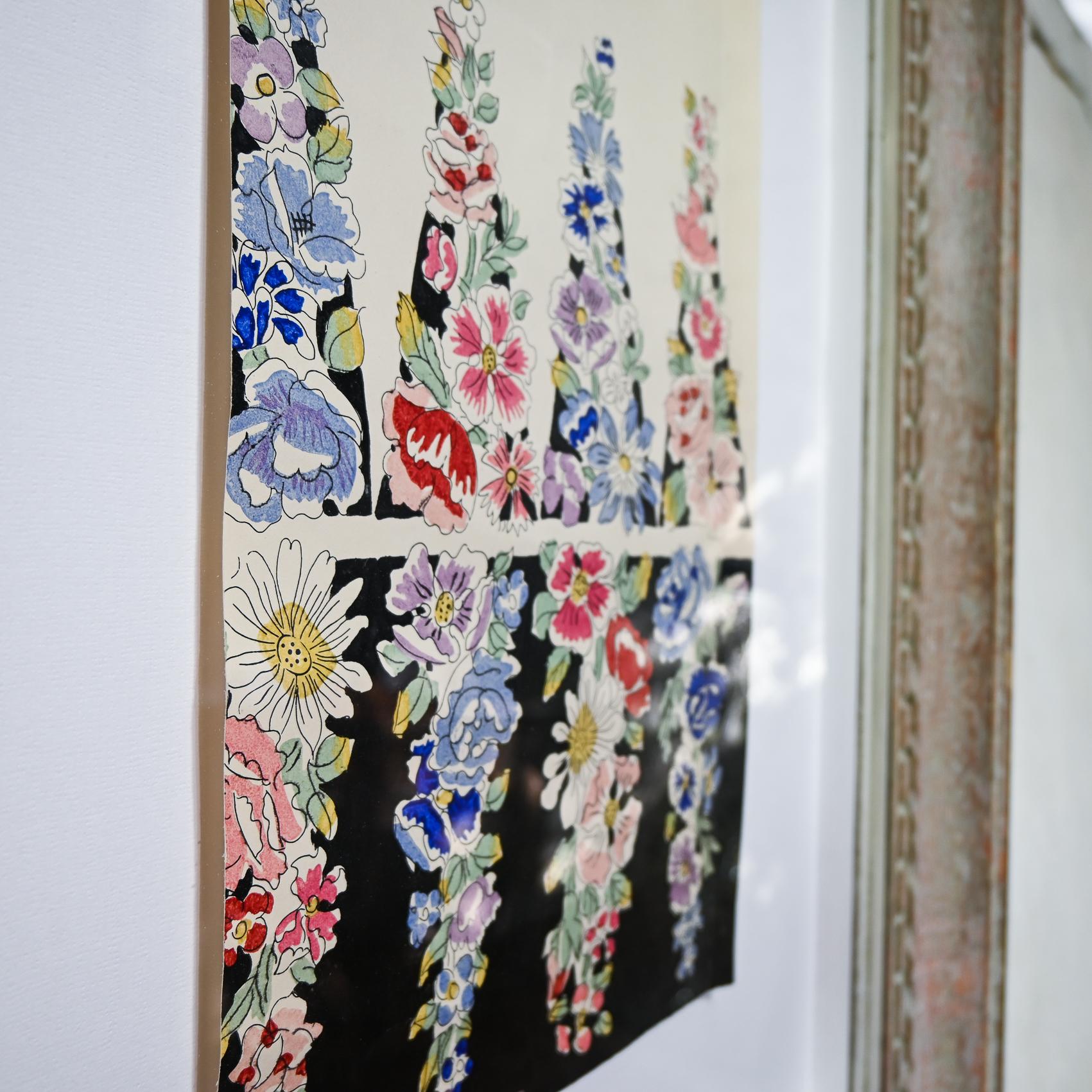 A 20th Century Gouache Painting - Raoul Dufy Flowers Design for Bianchini Ferier For Sale 9