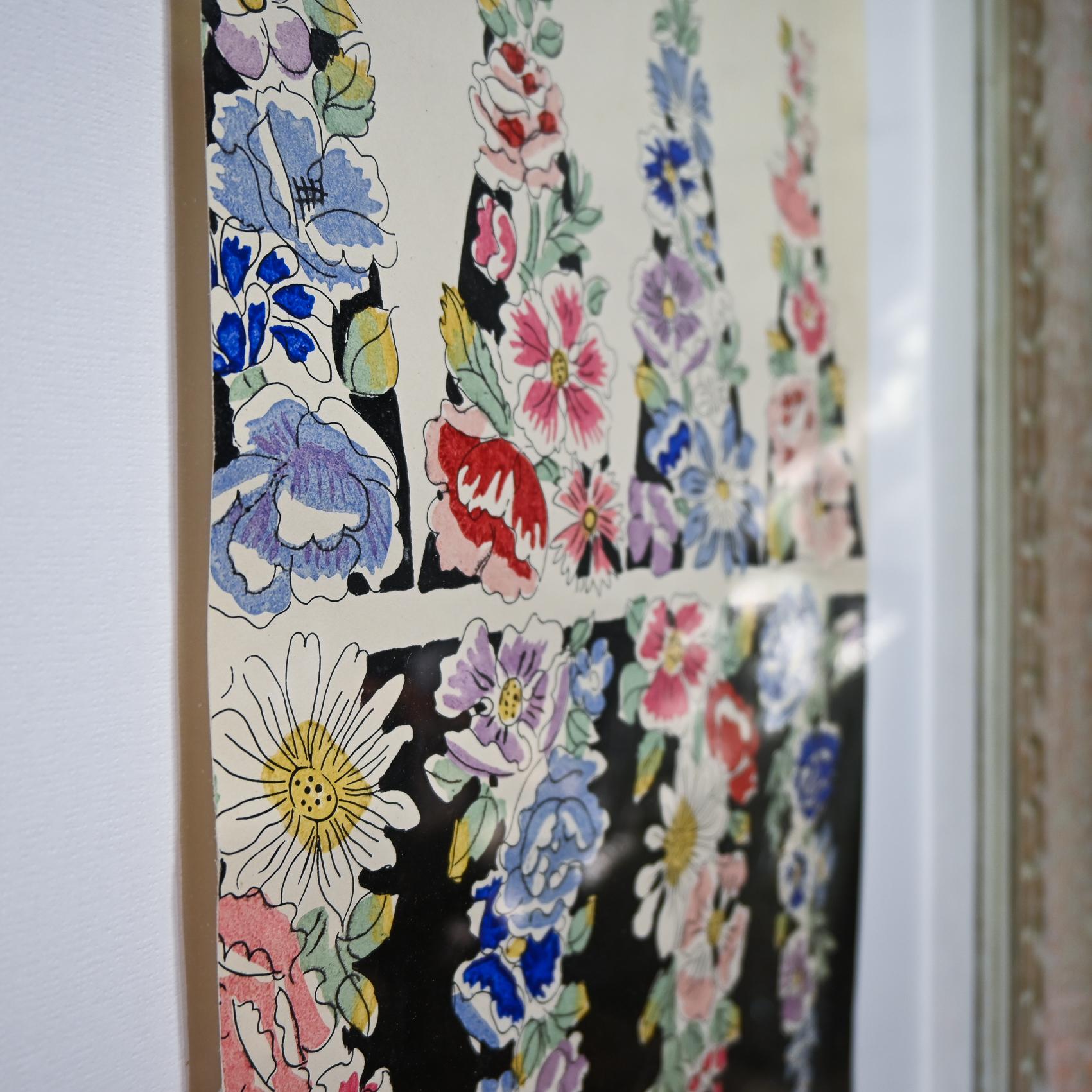 A 20th Century Gouache Painting - Raoul Dufy Flowers Design for Bianchini Ferier For Sale 11