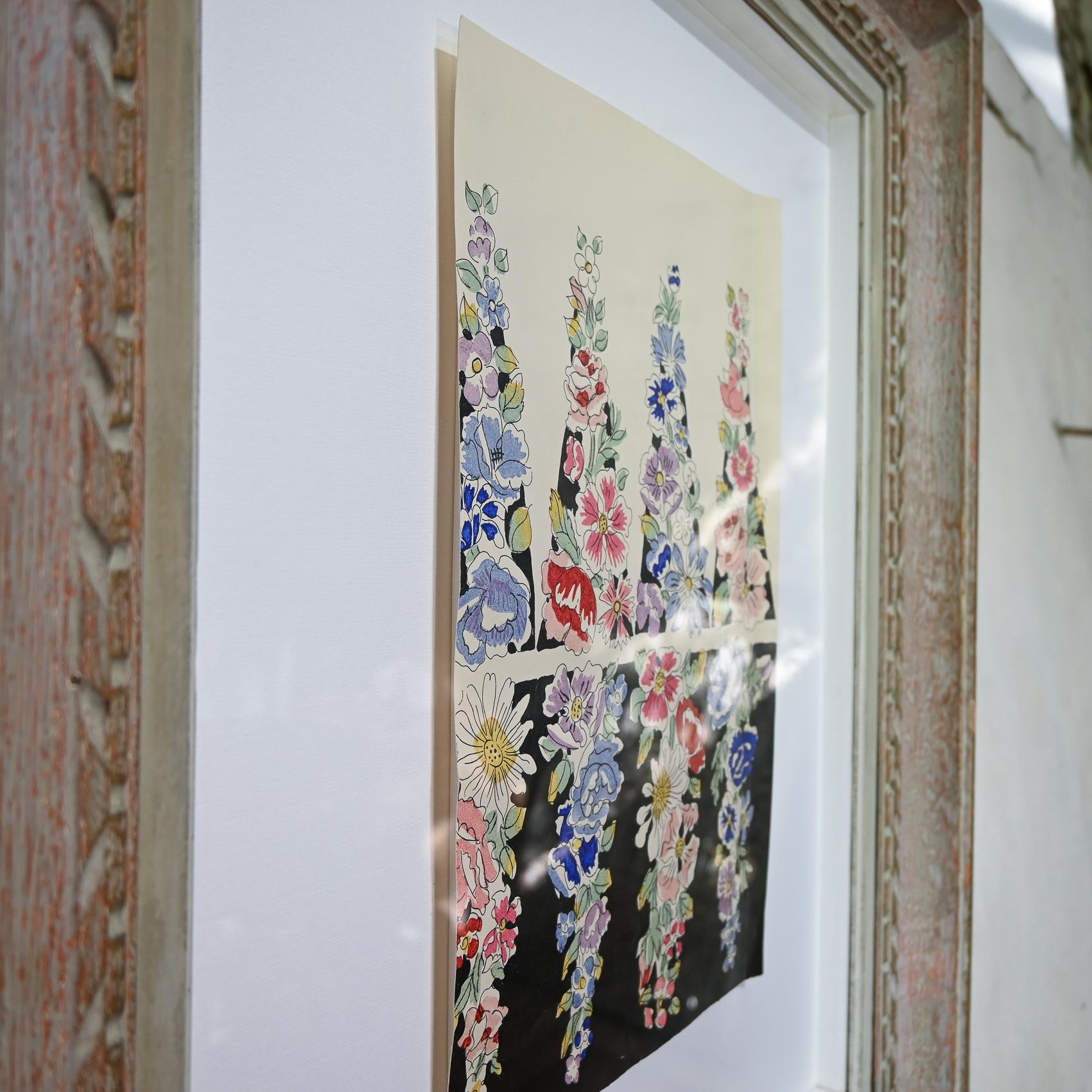 A 20th Century Gouache Painting - Raoul Dufy Flowers Design for Bianchini Ferier For Sale 12