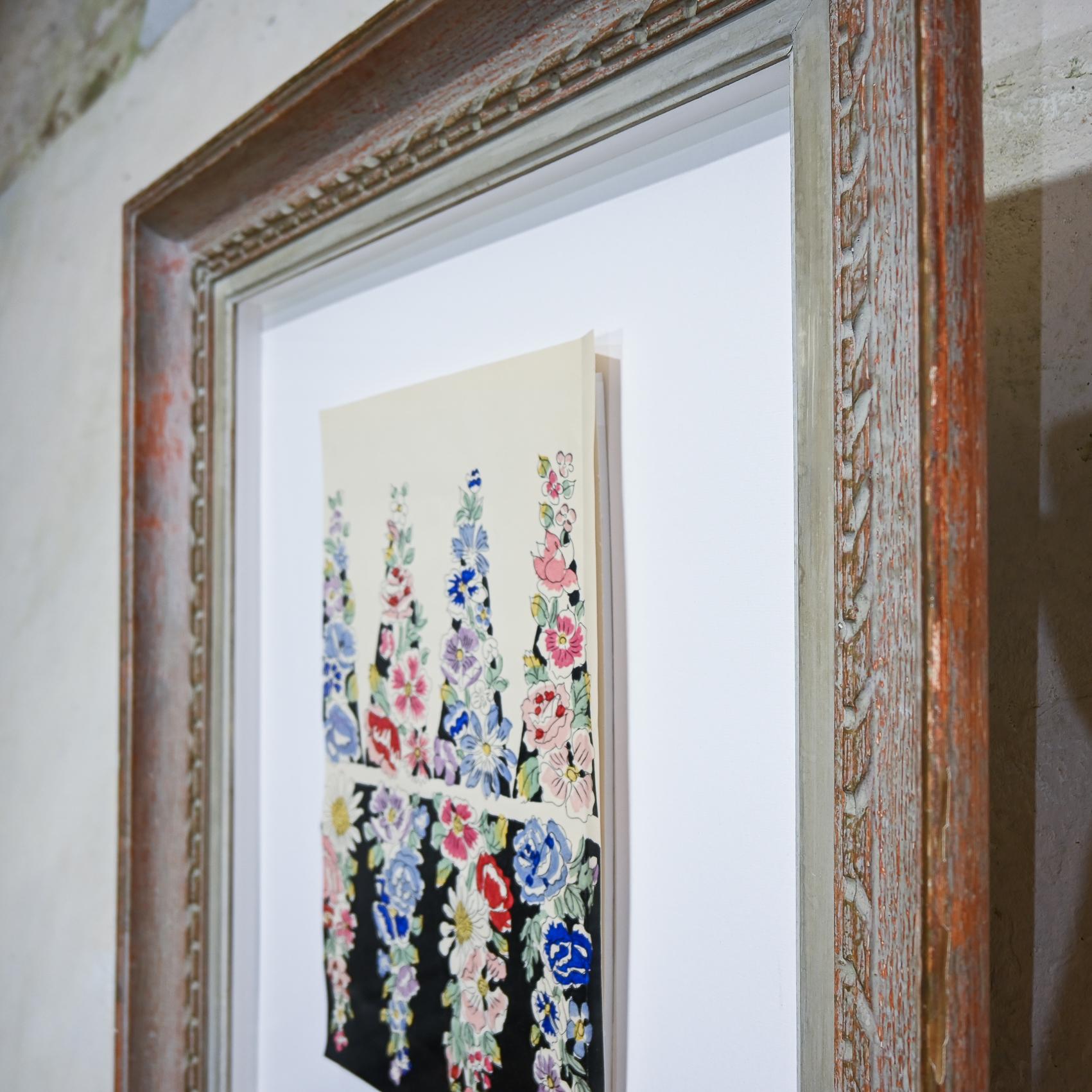 A 20th Century Gouache Painting - Raoul Dufy Flowers Design for Bianchini Ferier For Sale 1