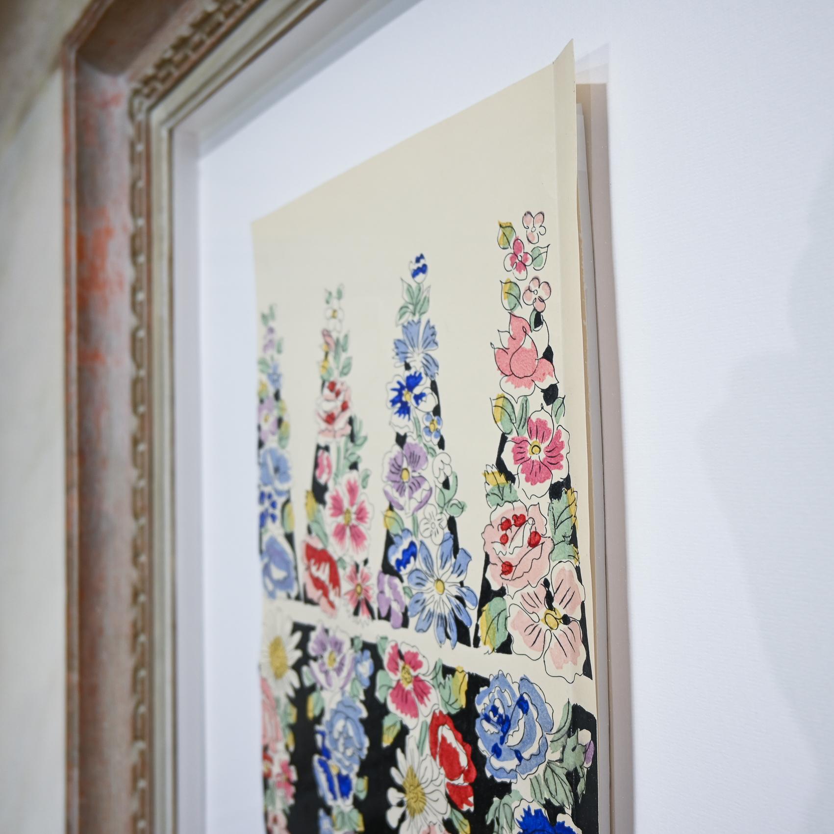 A 20th Century Gouache Painting - Raoul Dufy Flowers Design for Bianchini Ferier For Sale 2