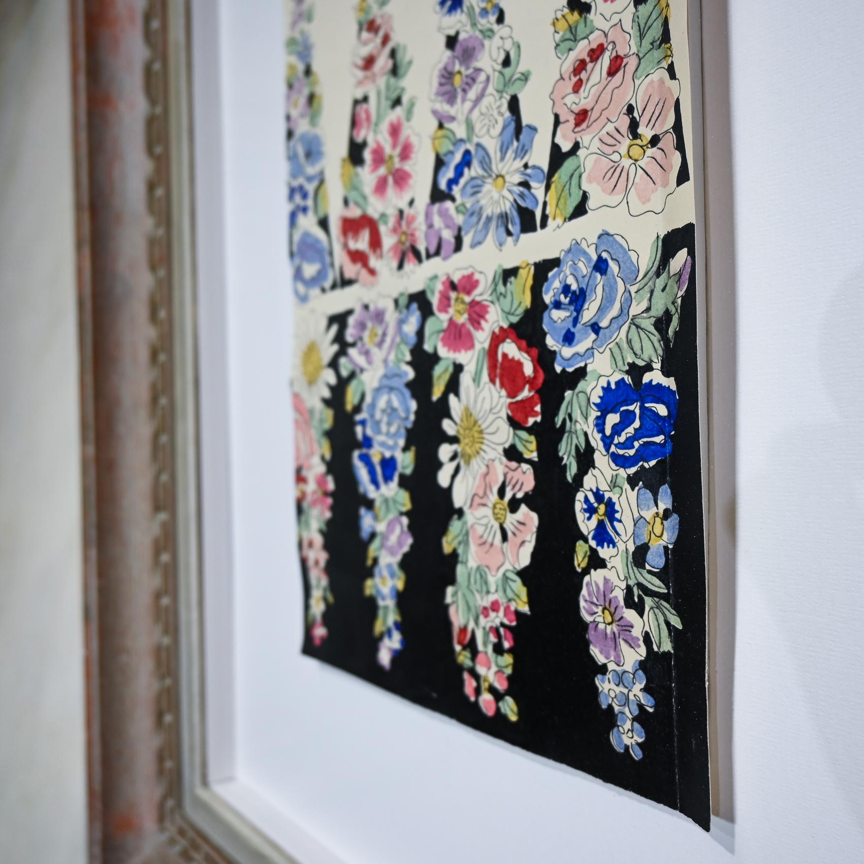 A 20th Century Gouache Painting - Raoul Dufy Flowers Design for Bianchini Ferier For Sale 3