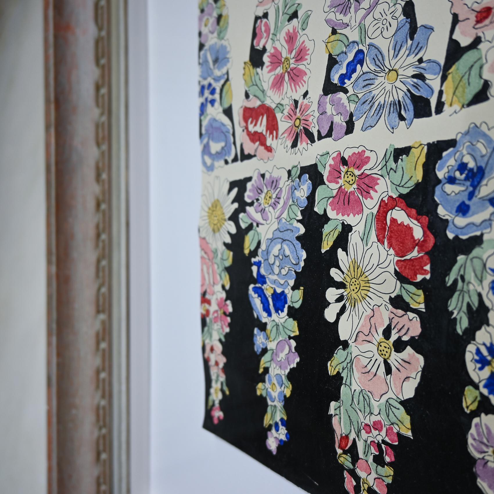 A 20th Century Gouache Painting - Raoul Dufy Flowers Design for Bianchini Ferier For Sale 5