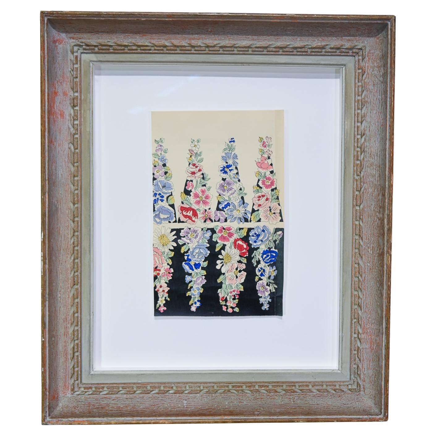 A 20th Century Gouache Painting - Raoul Dufy Flowers Design for Bianchini Ferier