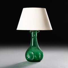 Eine grüne Empoli-Glasvase des 20. Jahrhunderts als Lampe