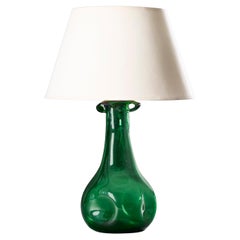 Eine grüne Empoli-Glasvase des 20. Jahrhunderts als Lampe