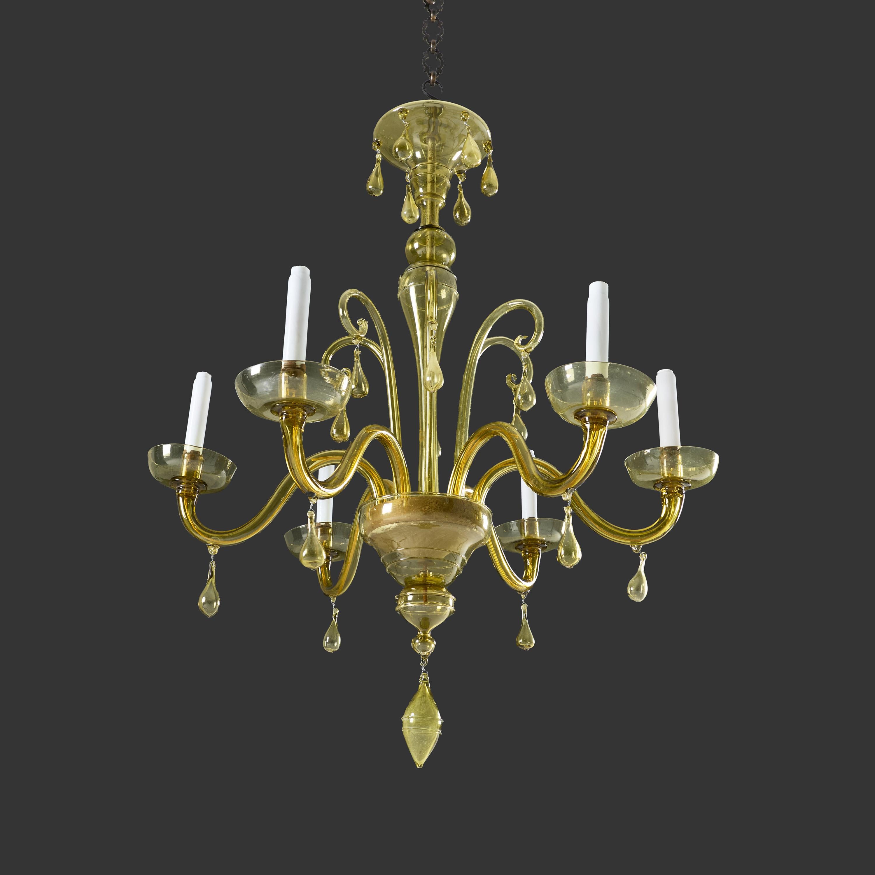 italien Chadelier en verre de Murano vert du 20e siècle en vente