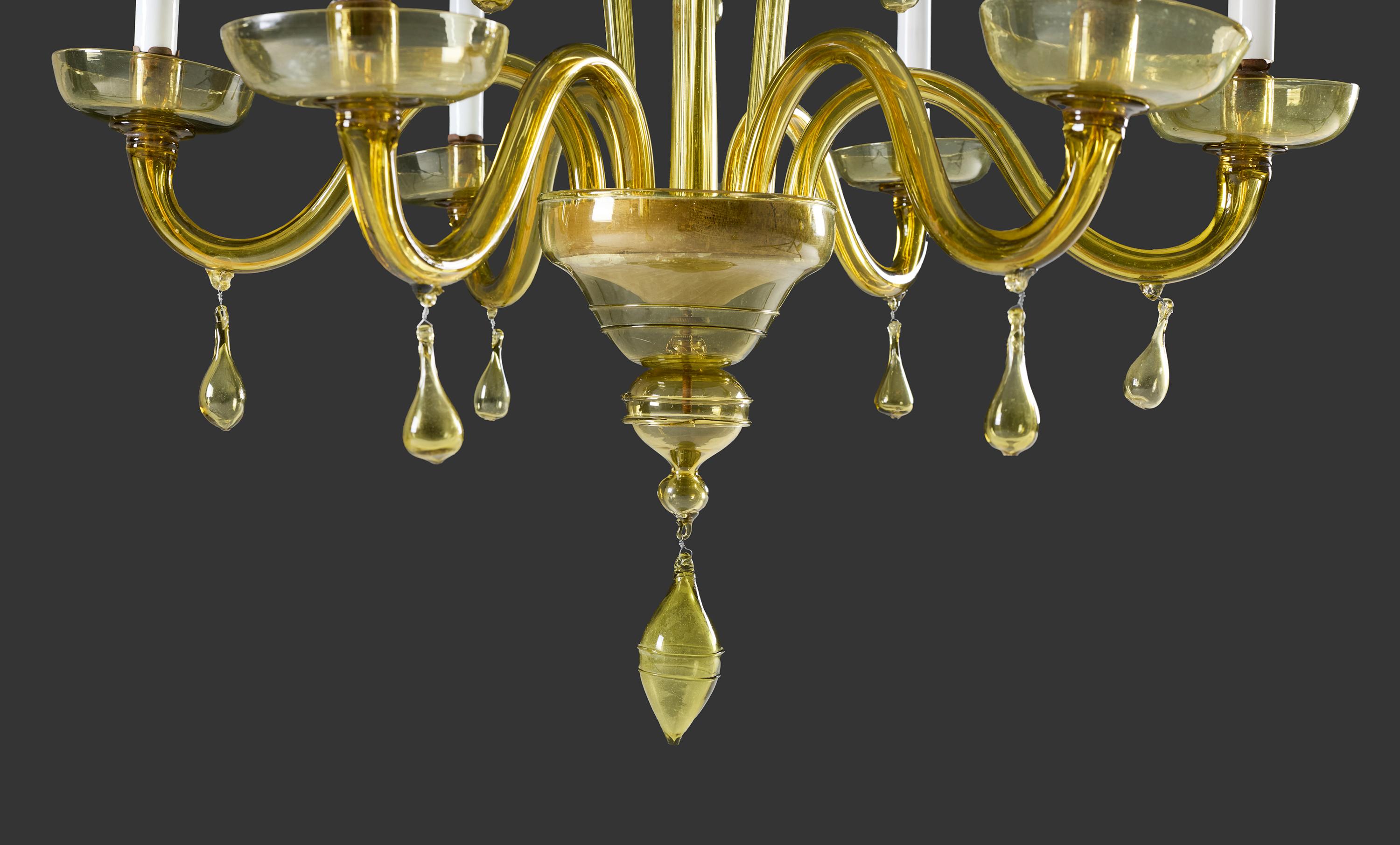 Chadelier en verre de Murano vert du 20e siècle Bon état - En vente à London, GB