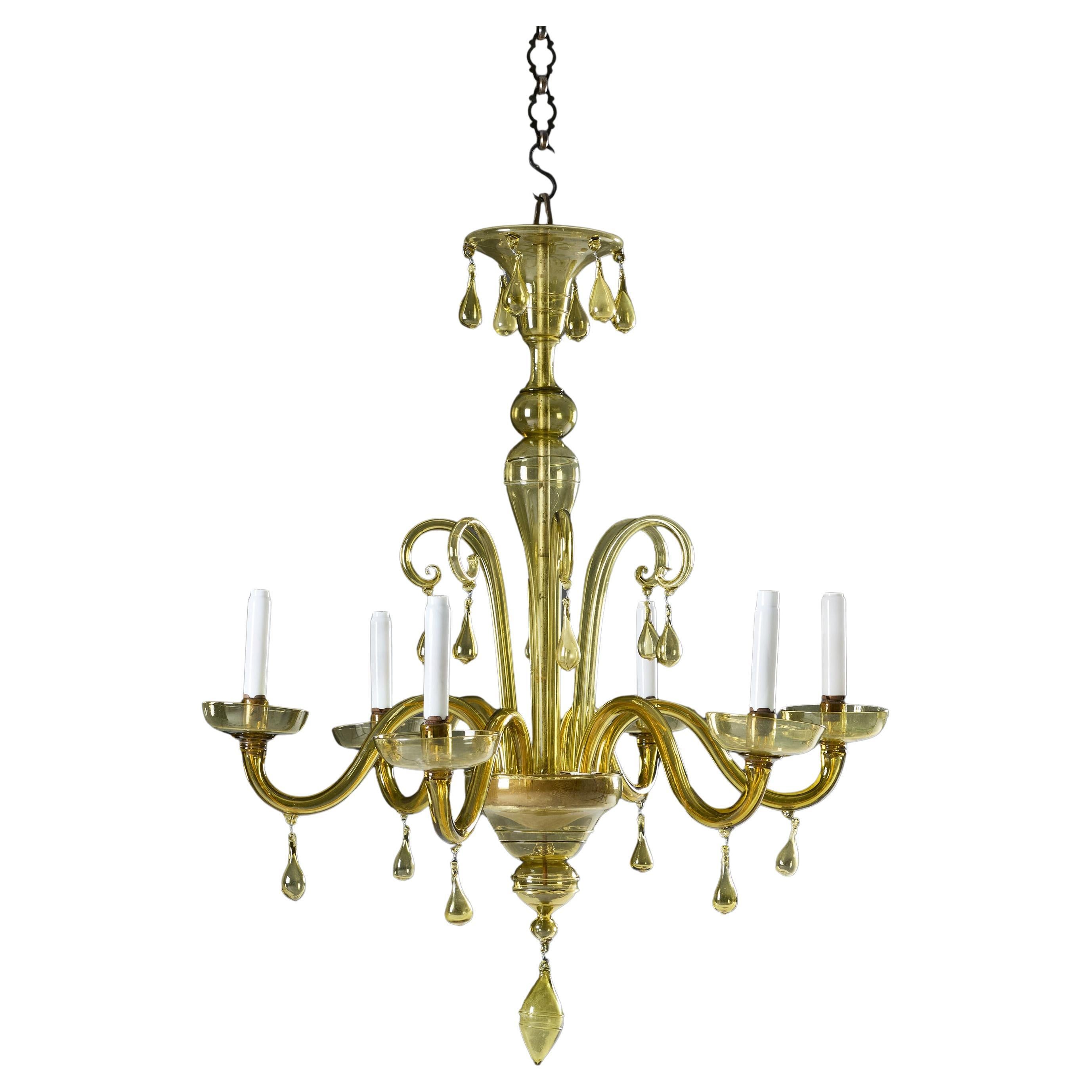 Chadelier en verre de Murano vert du 20e siècle en vente