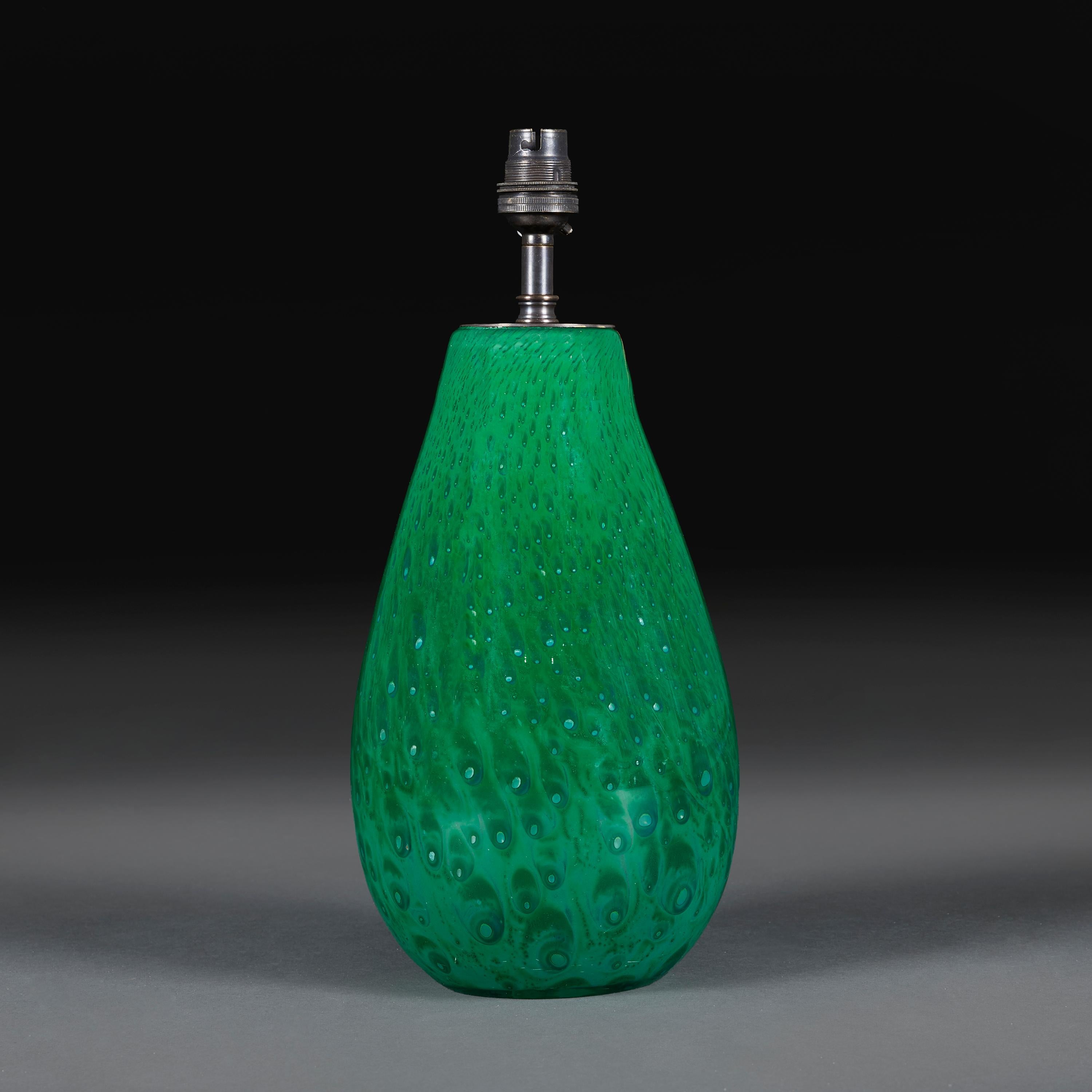 Italian A 20th Century Green Murano Glass Table Lamp For Sale