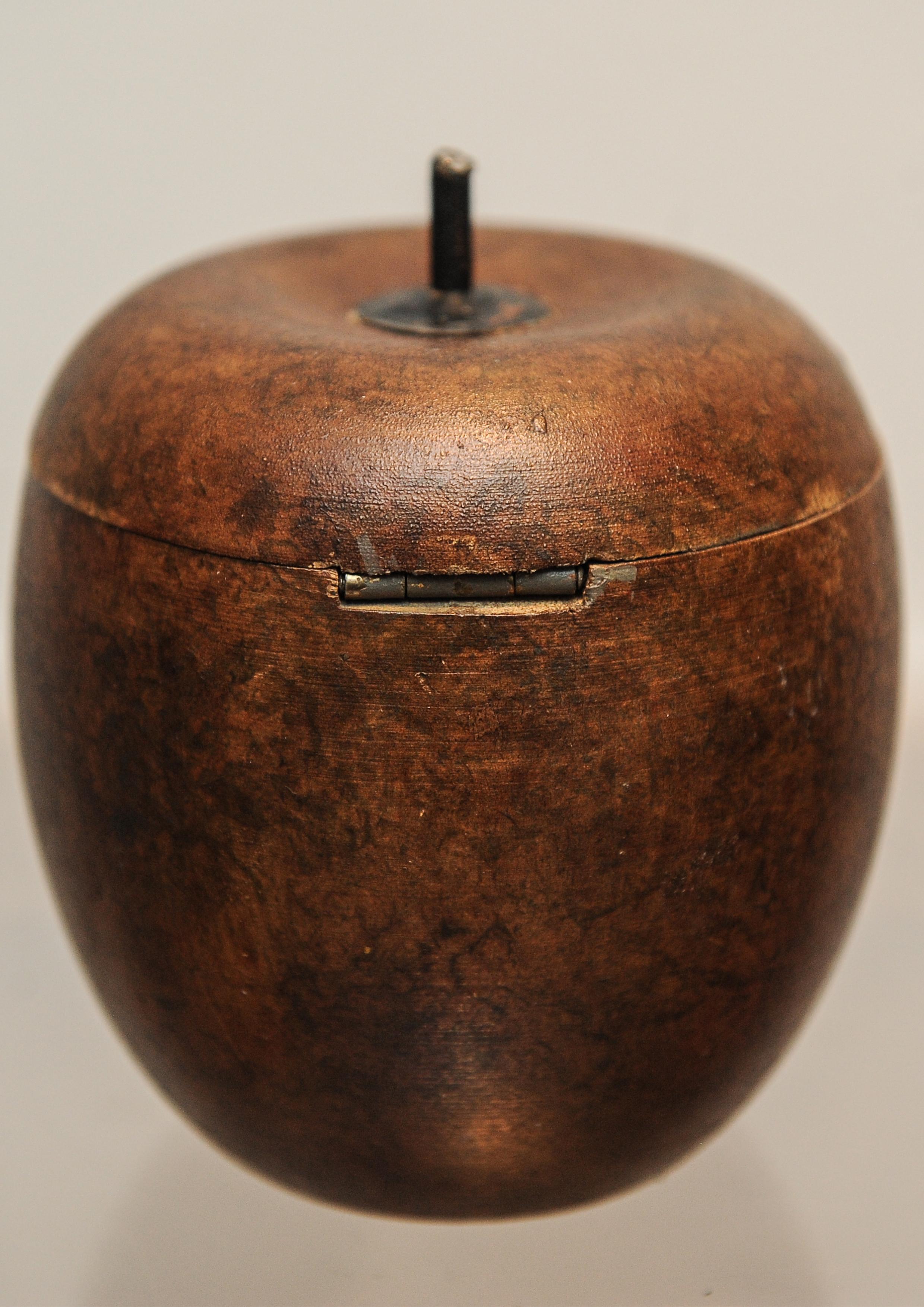 Regency A Hand Painted Apple Shaped Tea Caddy For Sale