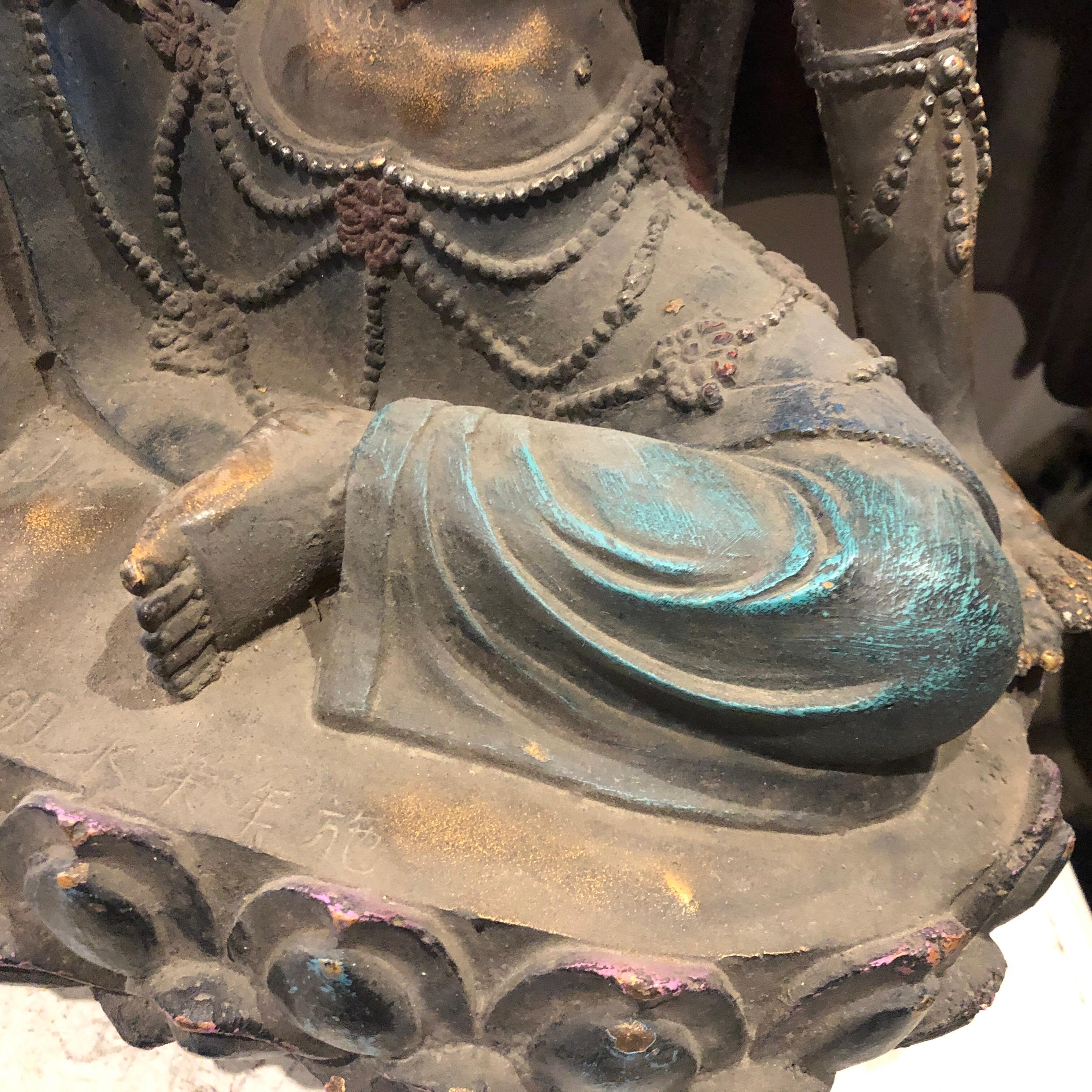 Bronze 20th Century Hand-Painted Chinese Statue