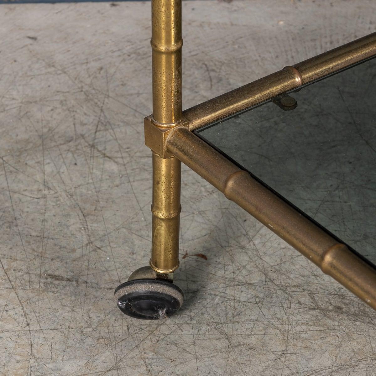 Carrello portabevande con cornice in ottone del XX secolo, in finto bambù, c.C. in vendita 5