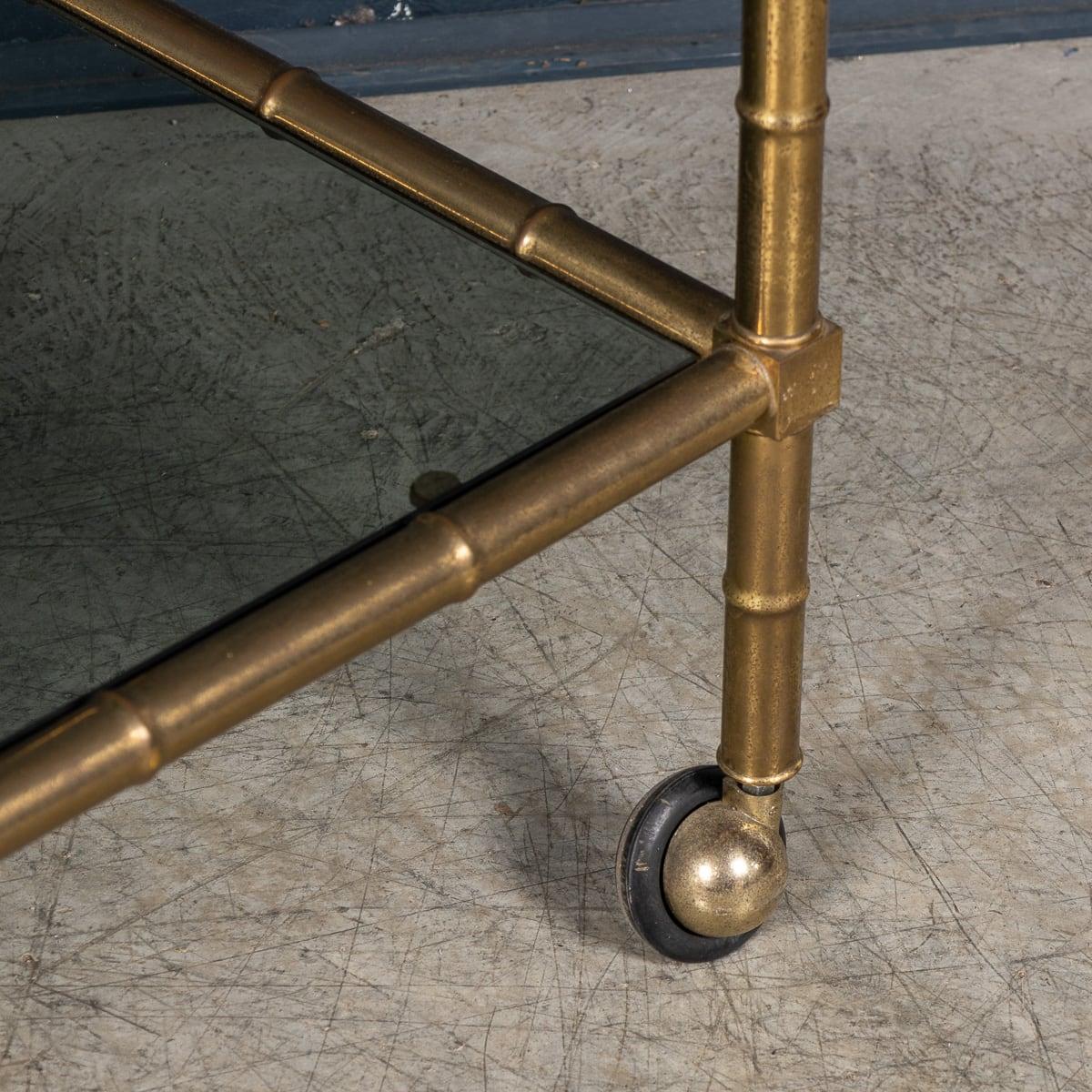Carrello portabevande con cornice in ottone del XX secolo, in finto bambù, c.C. in vendita 7