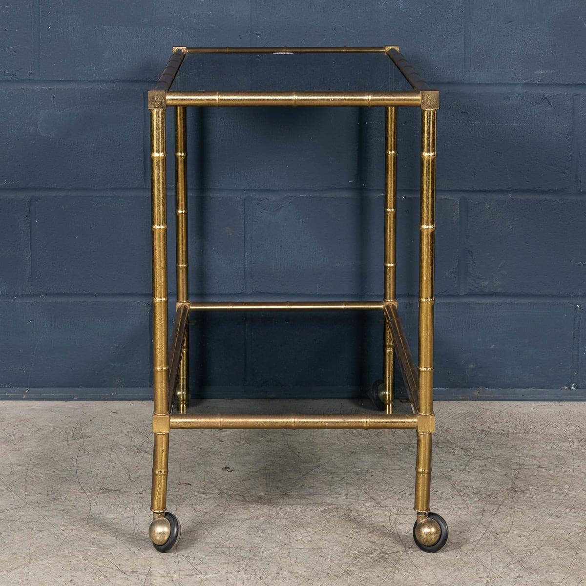 Carrello portabevande con cornice in ottone del XX secolo, in finto bambù, c.C. in vendita 2
