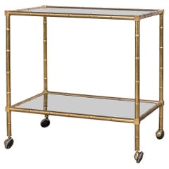 A 20th Century Italian Brass Framed Drinks Trolley In Faux Bamboo c.1980