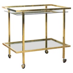 A 20th Century Italian Brass Framed & Glass Drinks Trolley c.1980