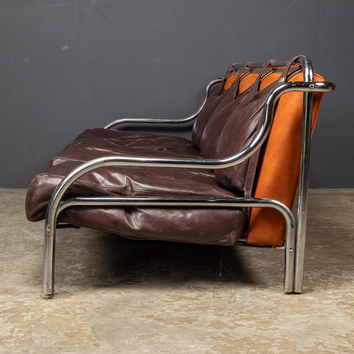 Other A 20th Century Italian Brown Leather Sofa By Gae Aulenti For Poltronova c.1962 For Sale