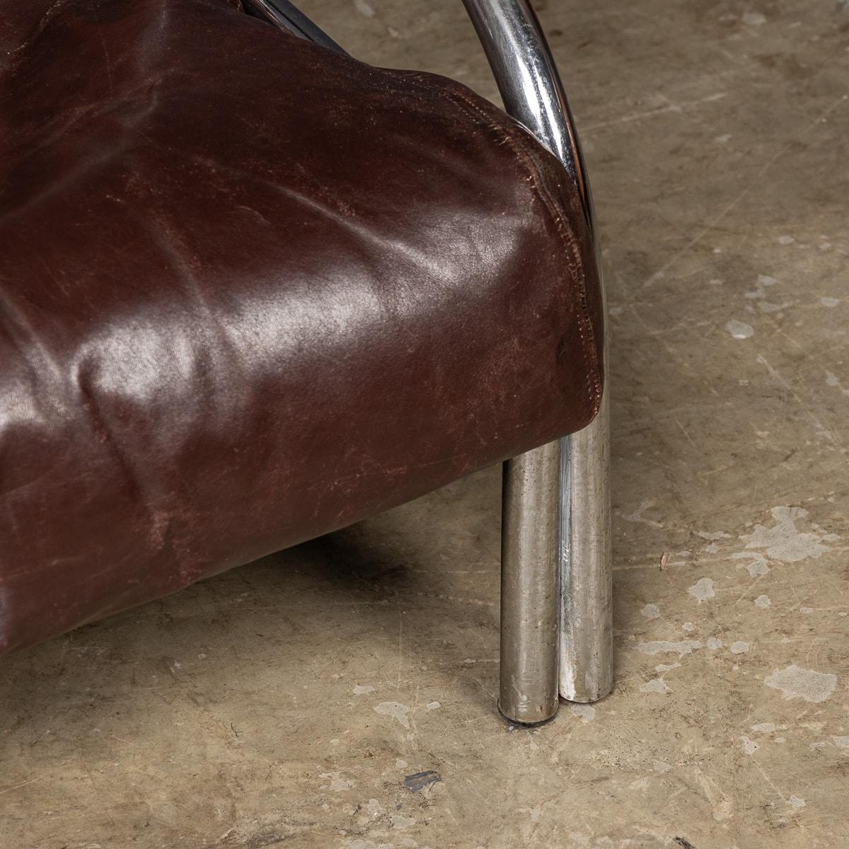 Metal A 20th Century Italian Brown Leather Sofa By Gae Aulenti For Poltronova c.1962 For Sale