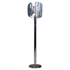 A 20th Century Italian Chrome & Glass Floor Lamp Attributable To Max Ingrand