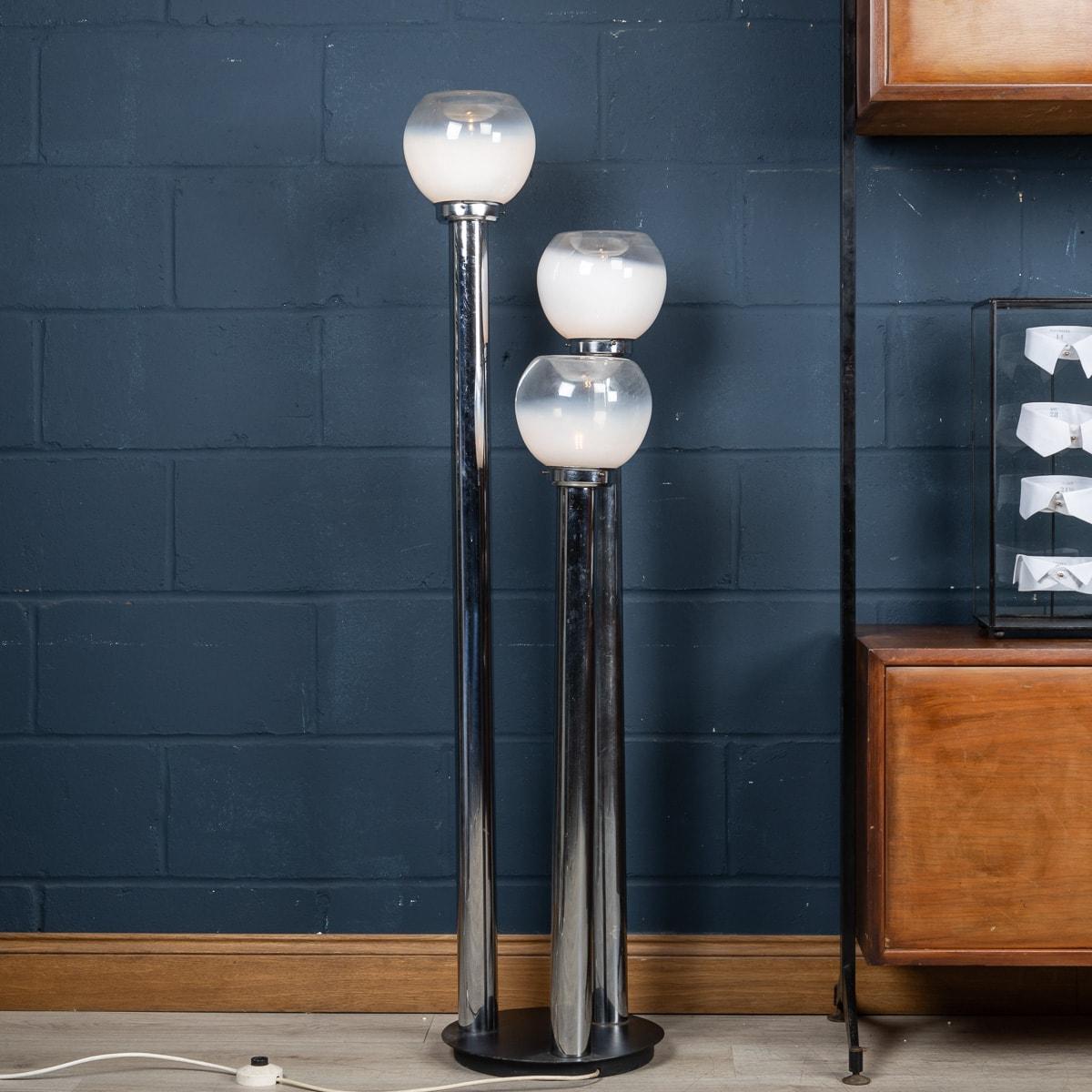 Metal A 20th Century Italian Chrome & Glass Floor Lamp By Mazzega, Venice c.1970