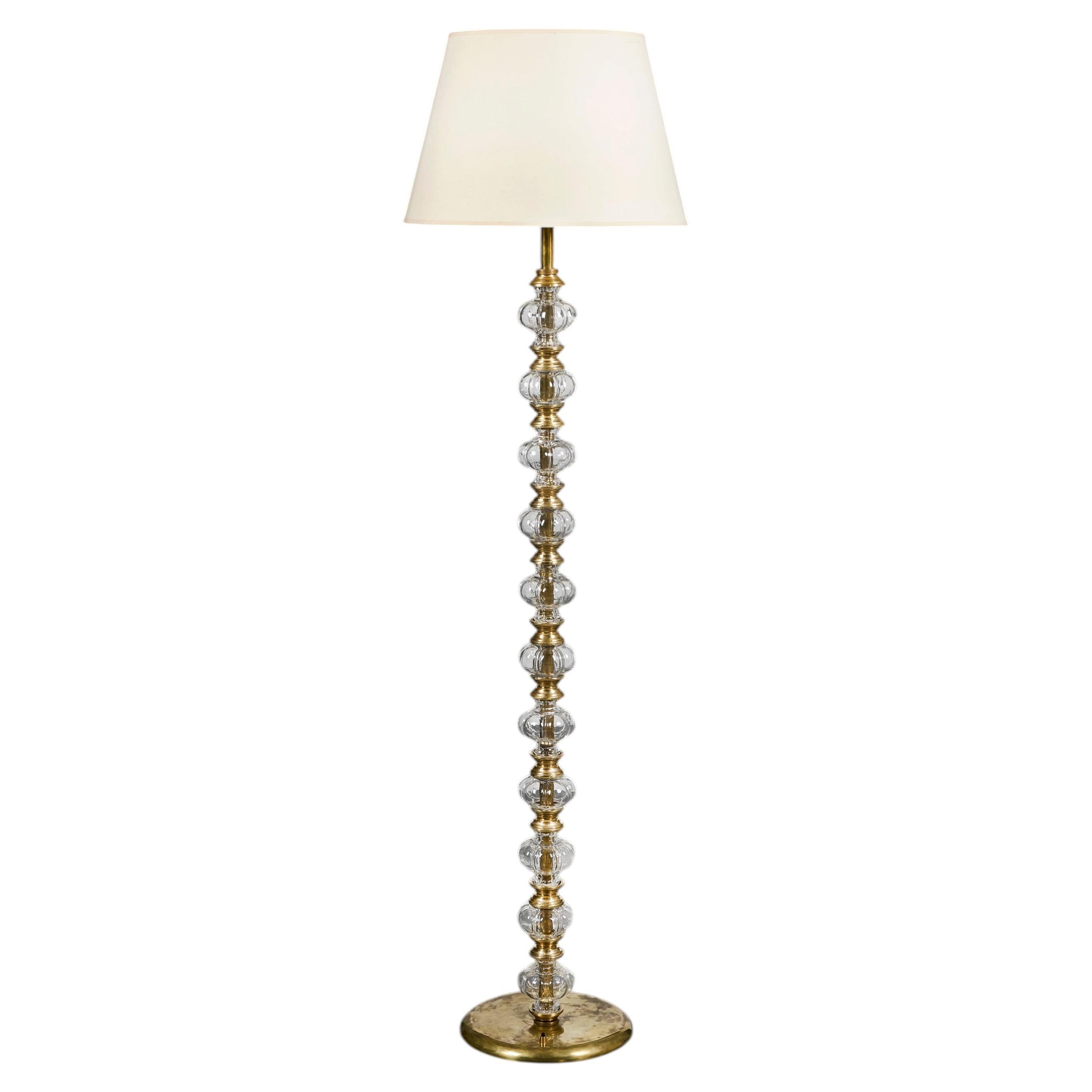 A 20th Century Italian Glass and Brass Floor Lamp