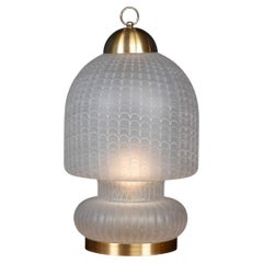 A 20th Century Italian "Latticino" Table Lamp Made In Murano, Venice c.1980