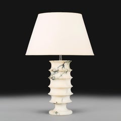 A 20th Century Italian Turned White Marble Pedestal Vase as a Lamp