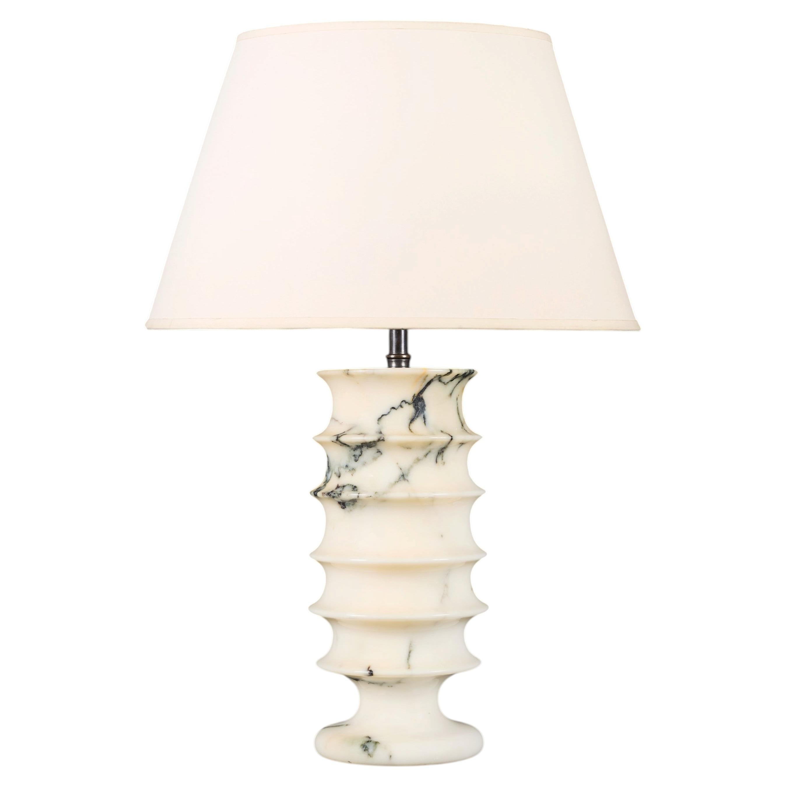 A 20th Century Italian Turned White Marble Pedestal Vase as a Lamp