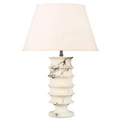 A 20th Century Italian Turned White Marble Pedestal Vase as a Lamp
