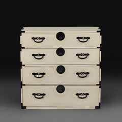 A 20th Century Ivory Painted Japanese Tansu Chest of Drawers