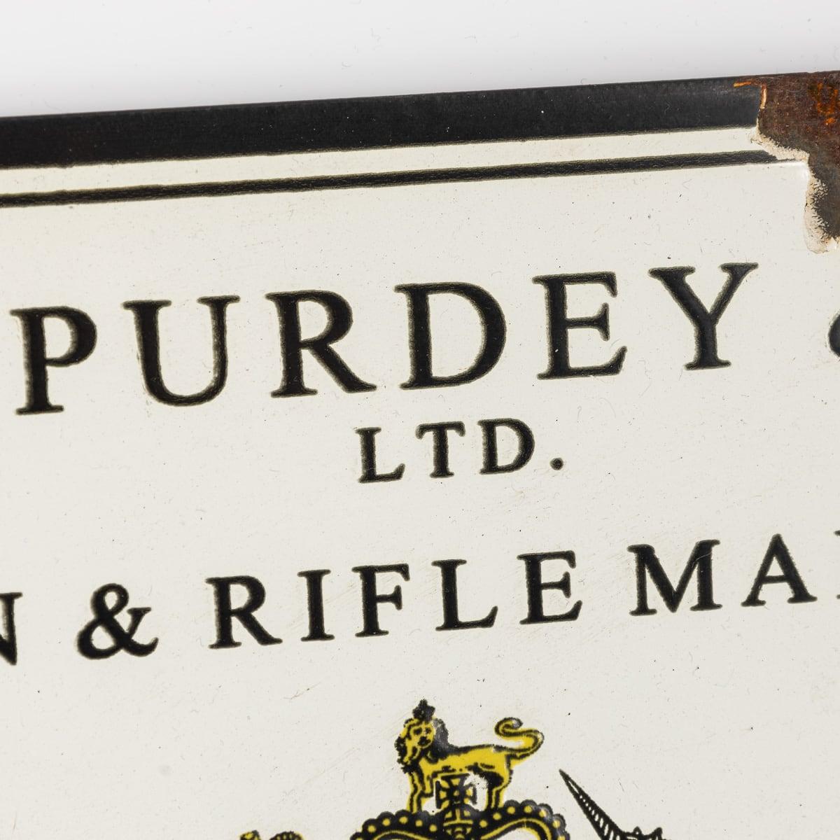 Emaille-Schild von James Purdey & Sons Ltd aus dem 20. Jahrhundert (Metall) im Angebot