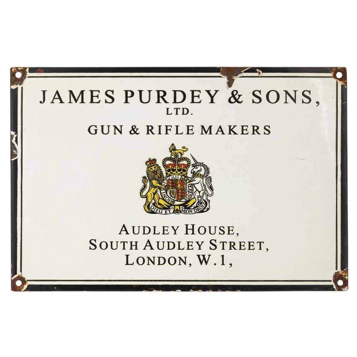 Cartel esmaltado James Purdey & Sons Ltd del siglo XX