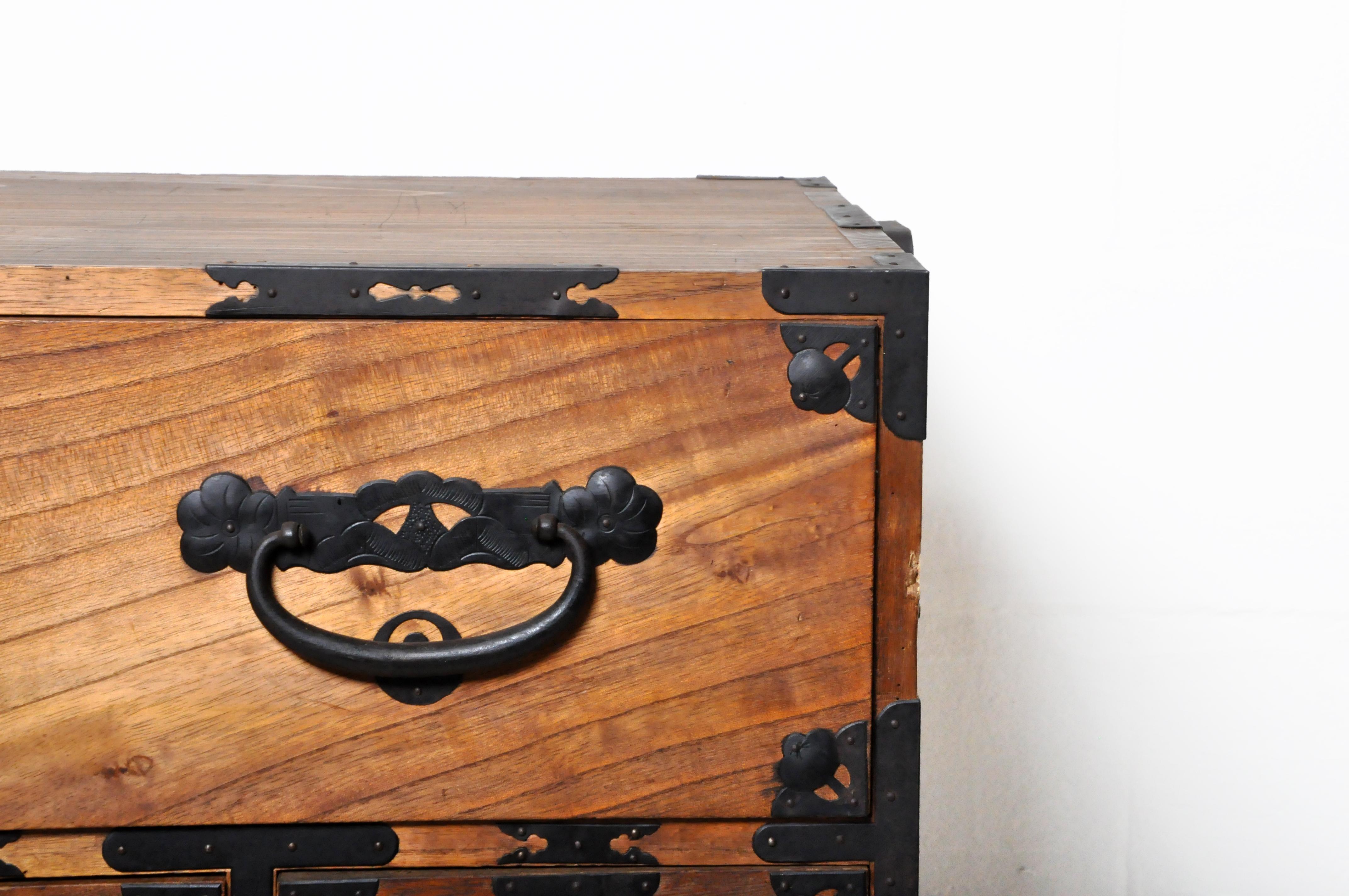 20th Century Japanese Tansu Chest in Two Parts 6