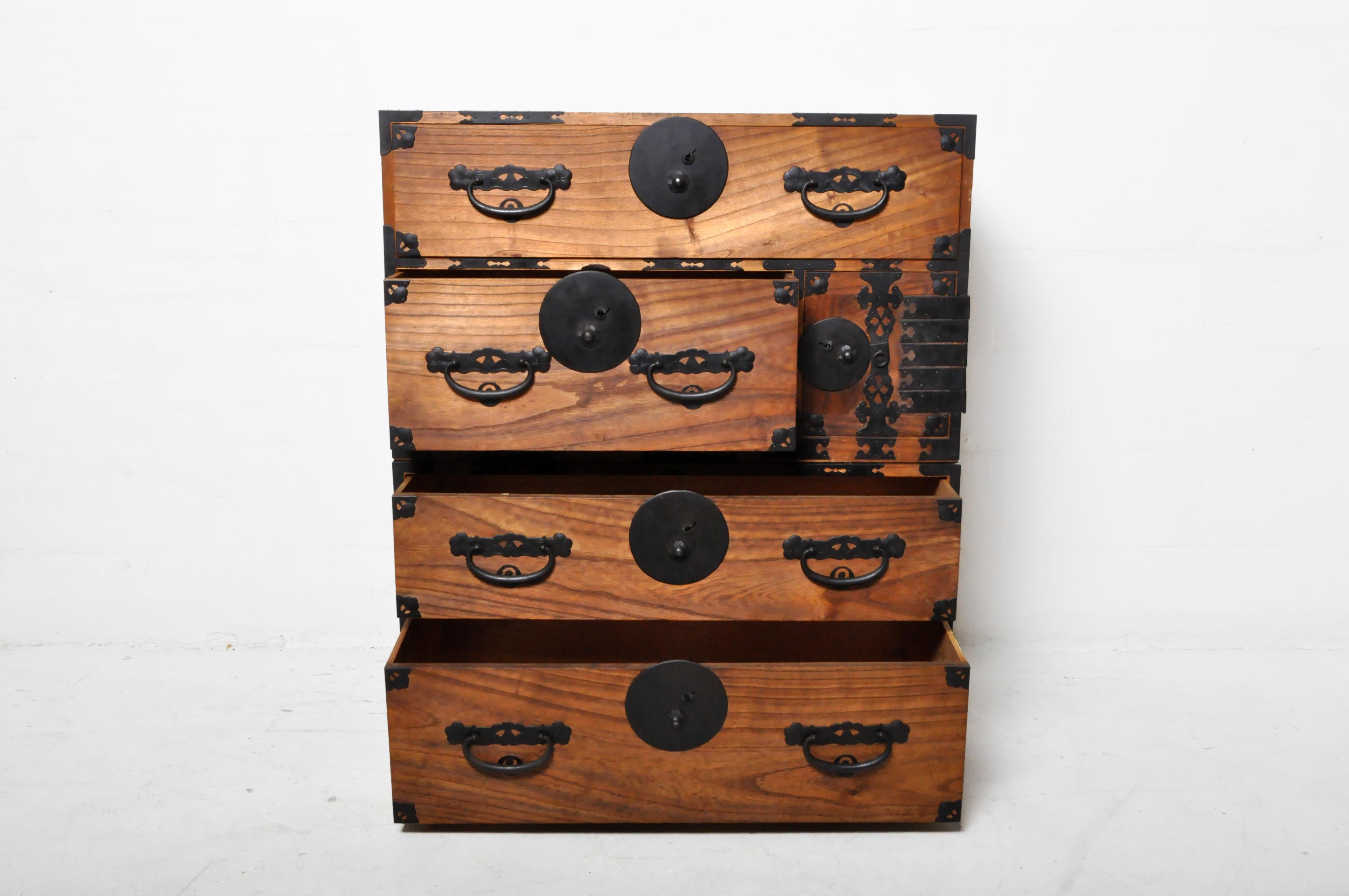 20th Century Japanese Tansu Chest in Two Parts 2