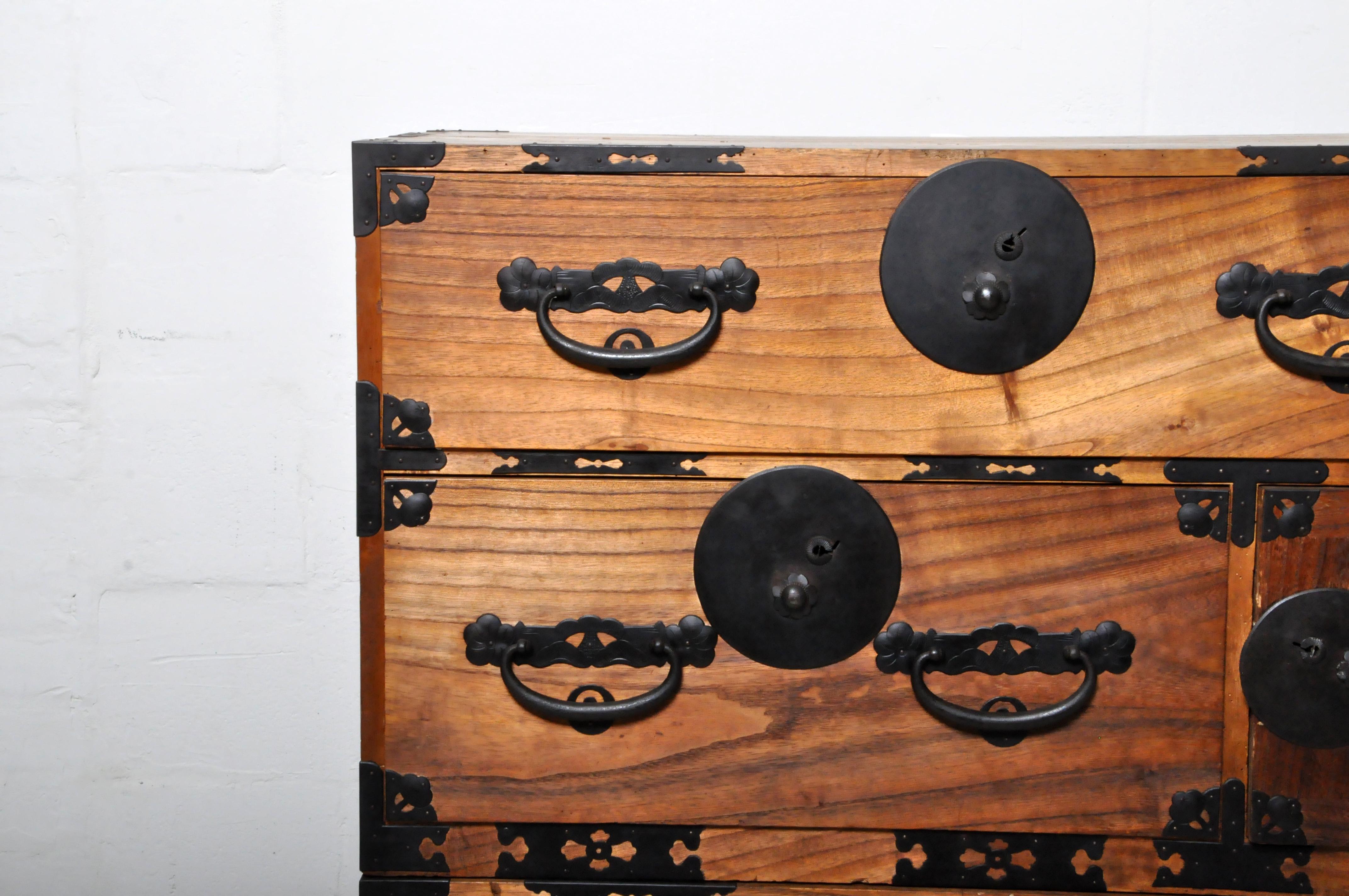 20th Century Japanese Tansu Chest in Two Parts 3