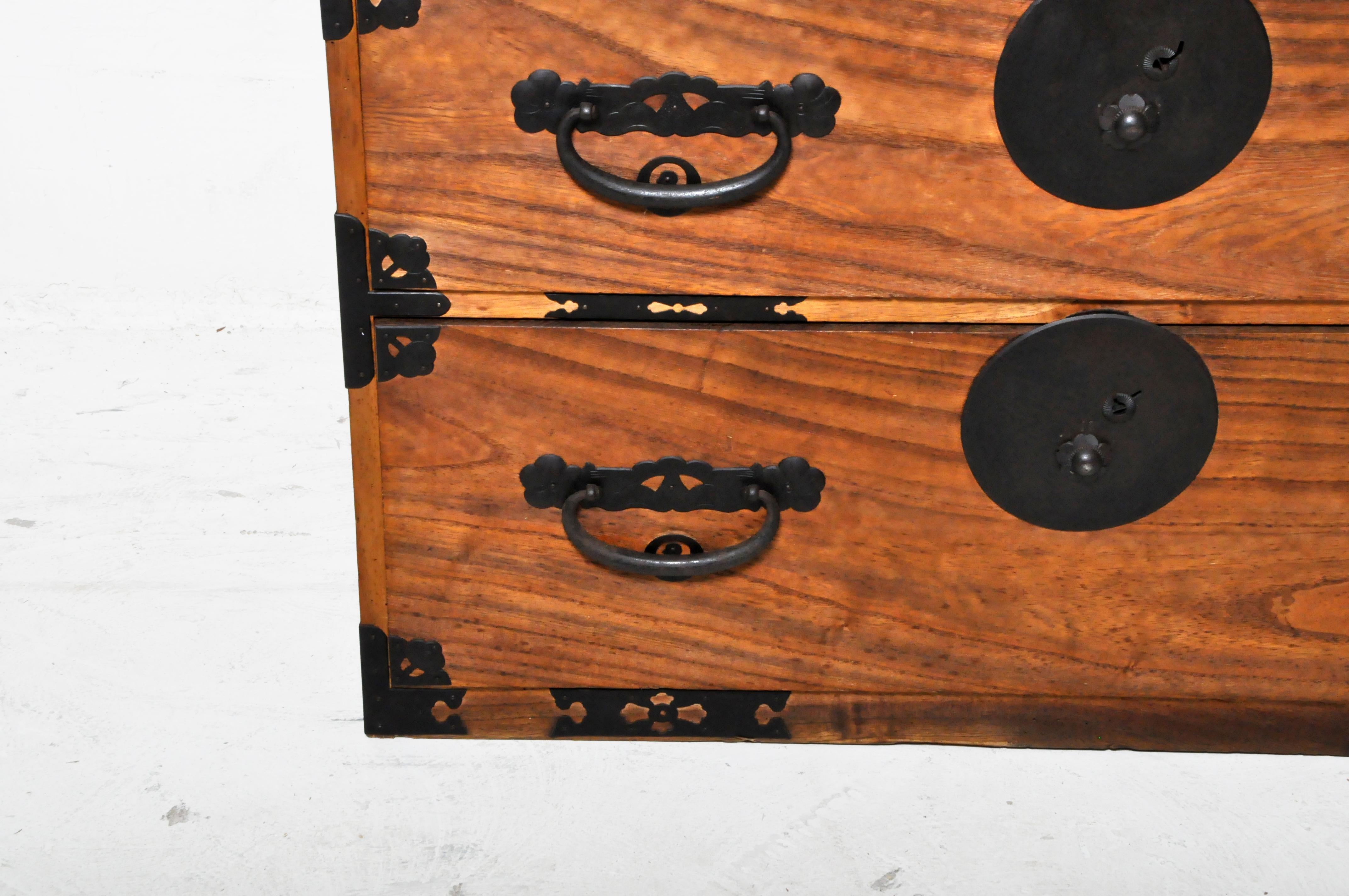 20th Century Japanese Tansu Chest in Two Parts 5