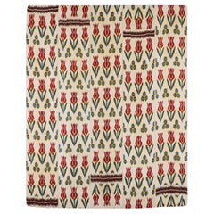 A 20th Century Large Tulip Pattern Uzbekistan Silk Ikat Panel