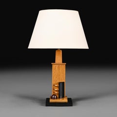 Lampe de bureau moderniste du 20e siècle en chêne et ébonite
