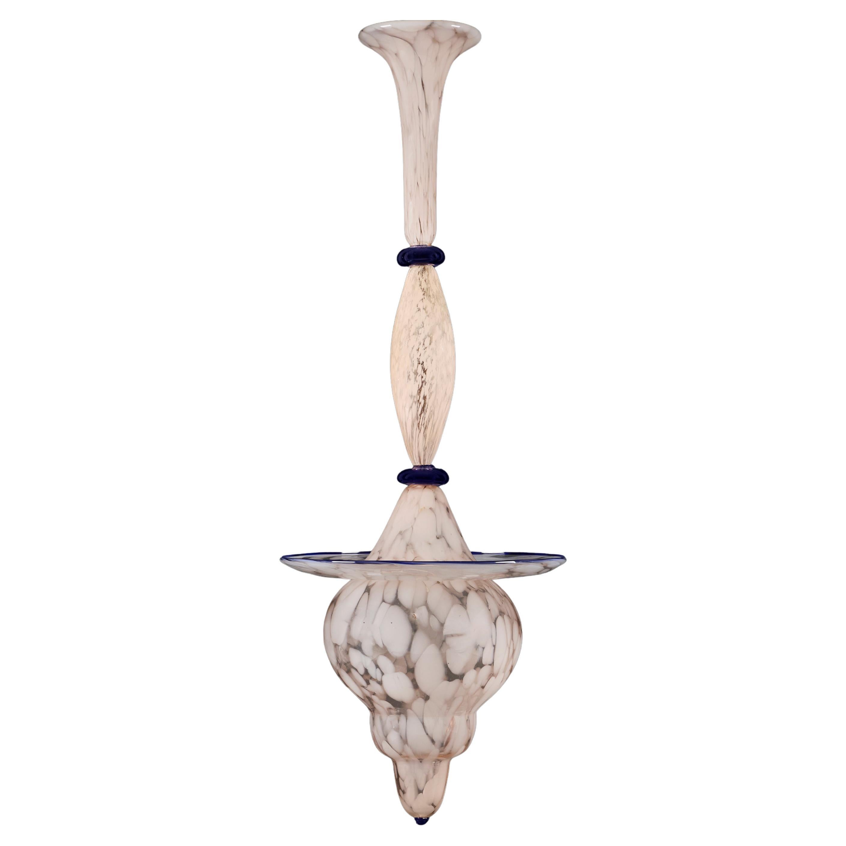 A 20th Century Mottled Pink Murano Glass Hanging Lantern by Venini