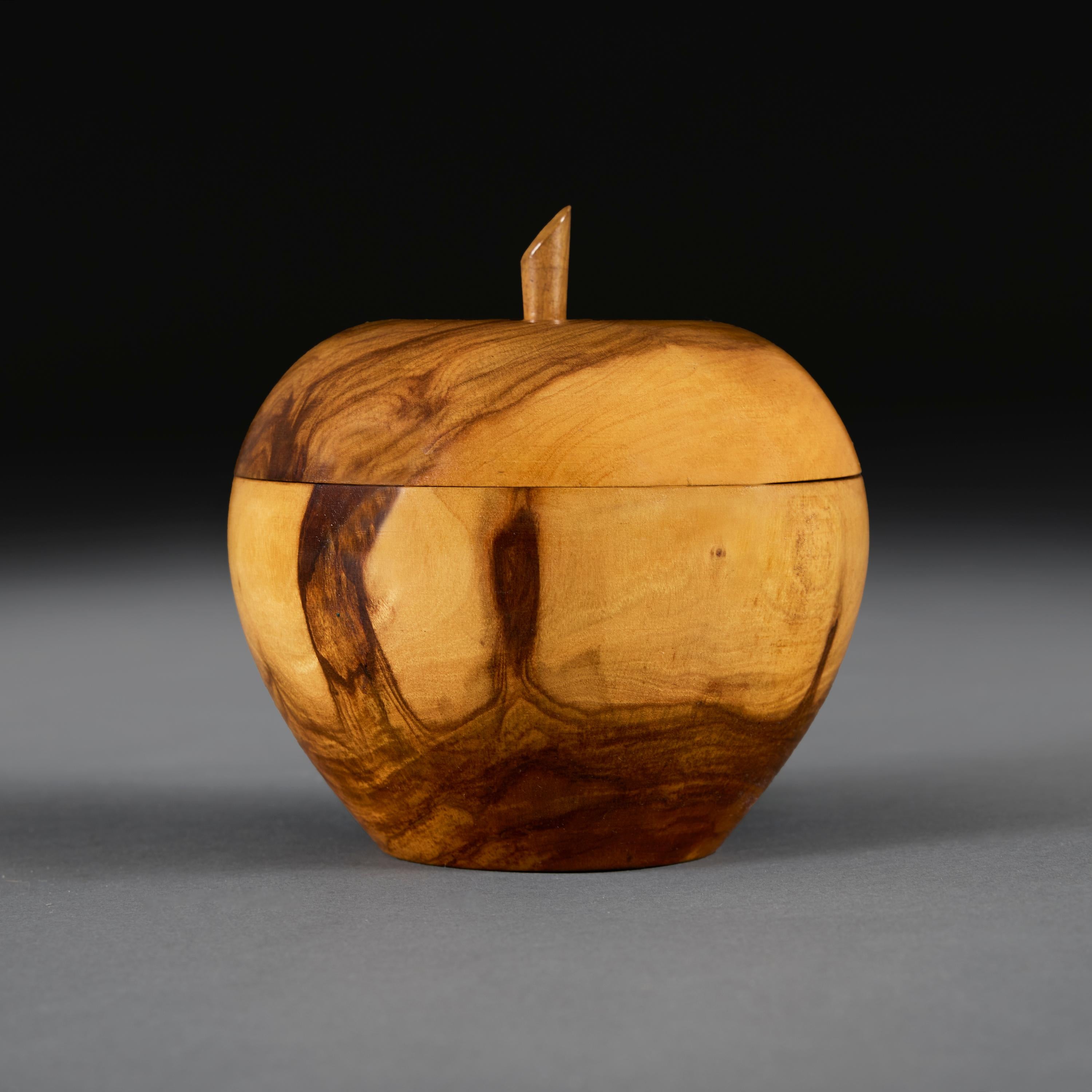 English A 20th Century Olive Wood Treen Apple Tea Caddy For Sale