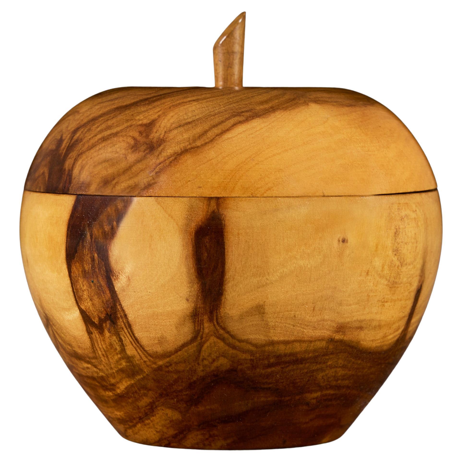 A 20th Century Olive Wood Treen Apple Tea Caddy