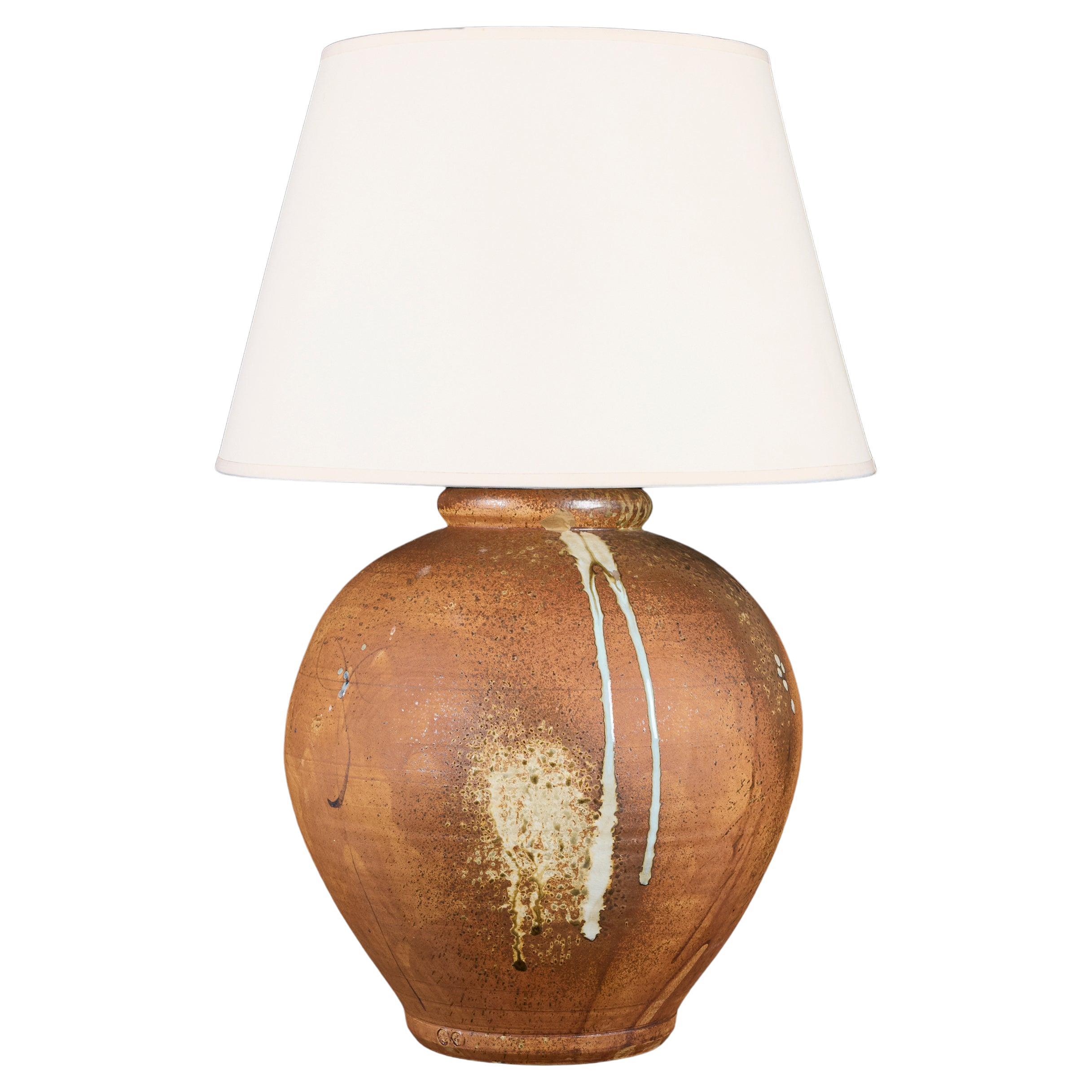A 20th Century Overscale Terracotta Pottery Vase as a Lamp