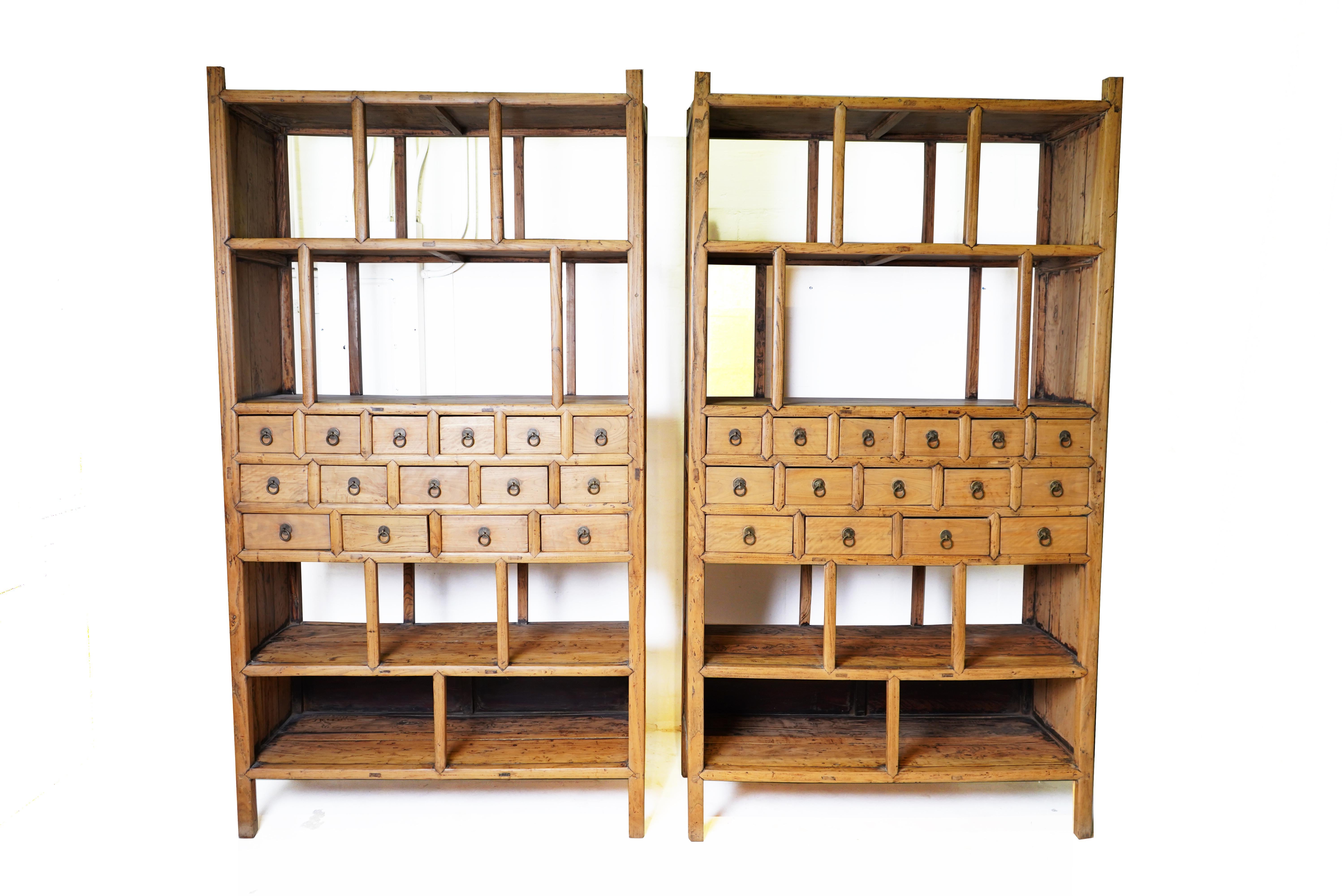 Traditional Chinese medicine requires the use of hundreds of herbs, minerals, and liquid extracts to treat the full range of human maladies. Large multi-drawer chests were used to store sets of the most common medicinal ingredients which were