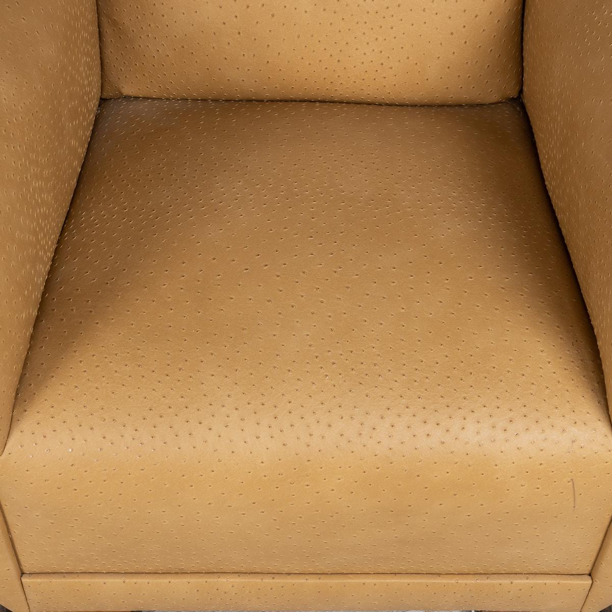 A 20th Century Pair Of English Beige Faux Ostrich Skin Leather Armchairs c.1960 5