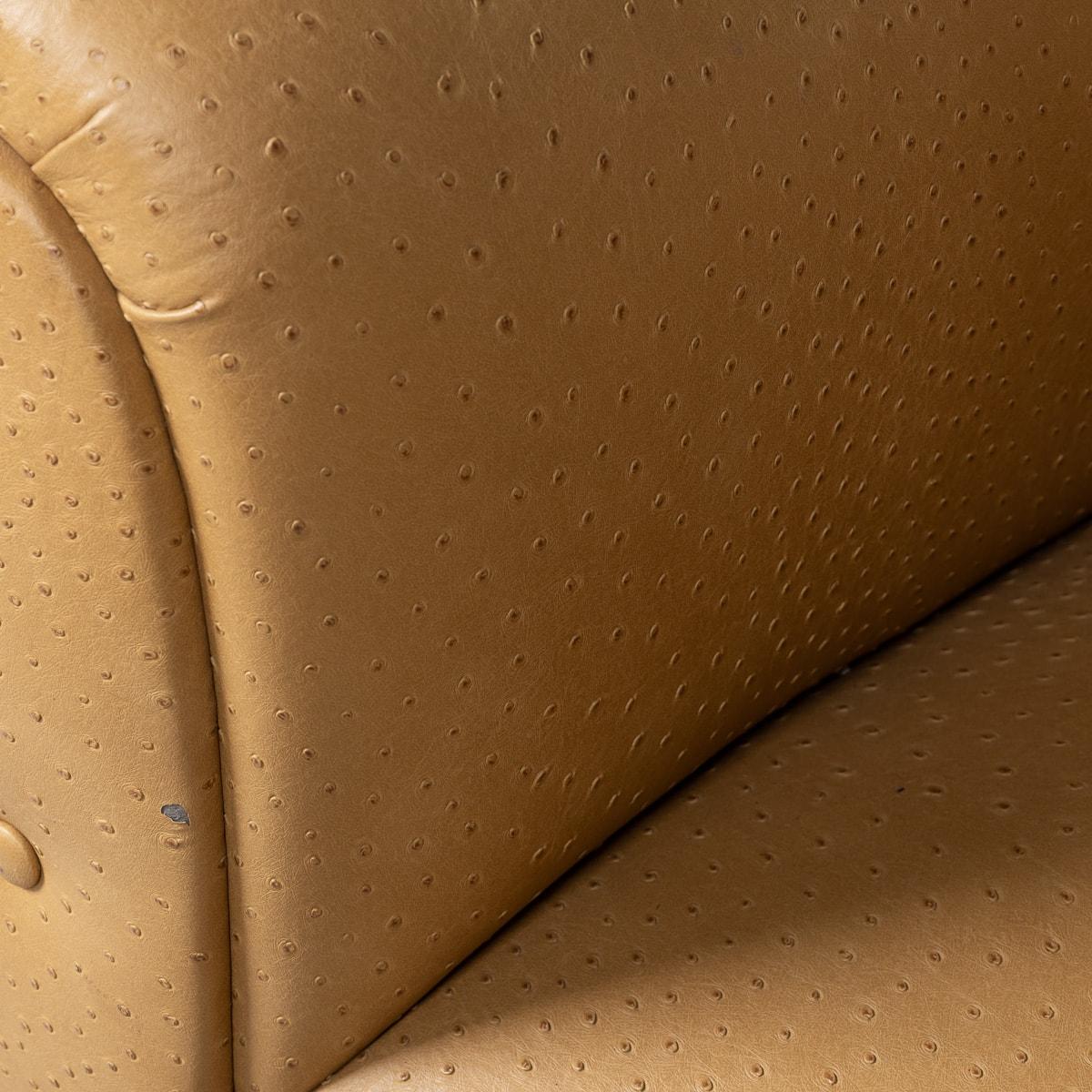 A 20th Century Pair Of English Beige Faux Ostrich Skin Leather Armchairs c.1960 7