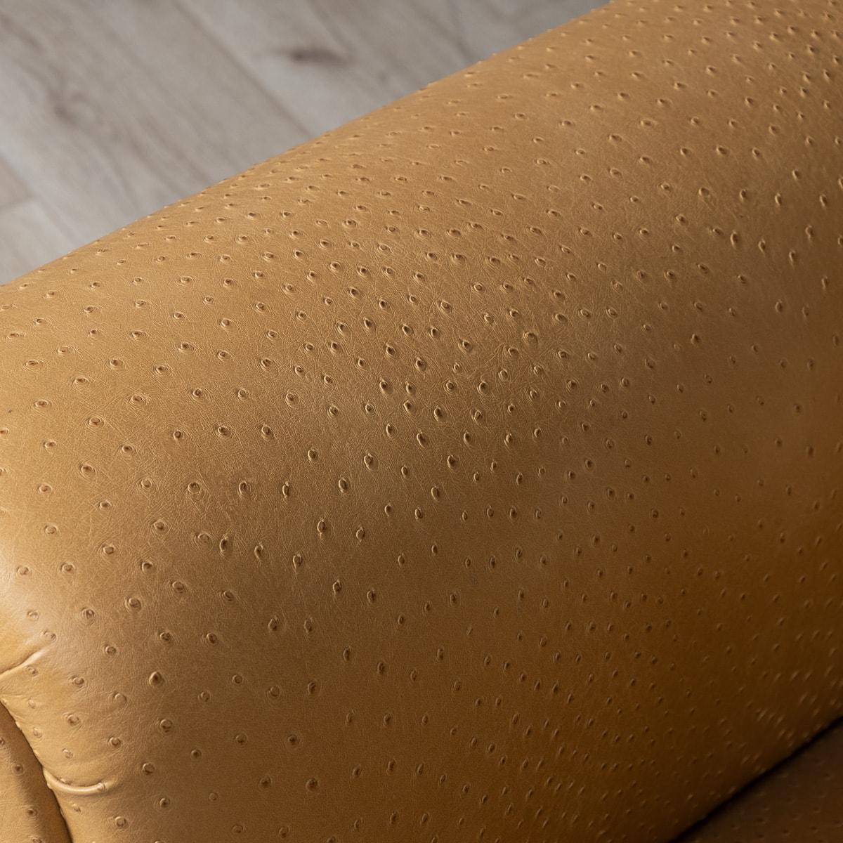 A 20th Century Pair Of English Beige Faux Ostrich Skin Leather Armchairs c.1960 8